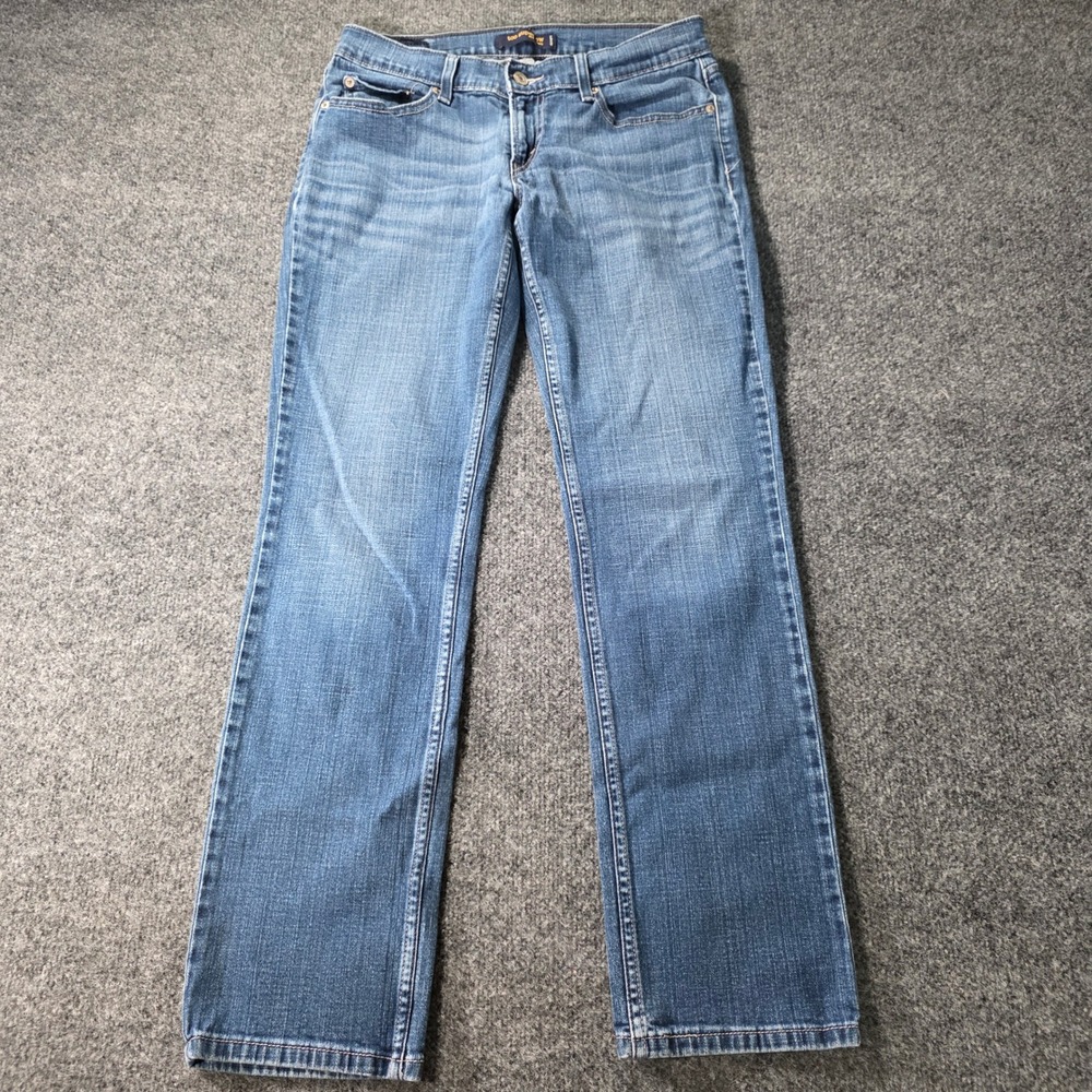 Flying Monkey Flare Jeans Distressed Raw Hem High Rise Size 27 Blue Denim Womens